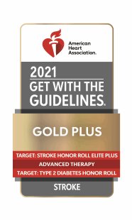 2021 Get With The Guidelines®-Stroke Gold Plus, Target Stroke: Honor Roll Elite Plus Advanced Therapy, Target: Type 2 Diabetes Honor Roll achievement awards